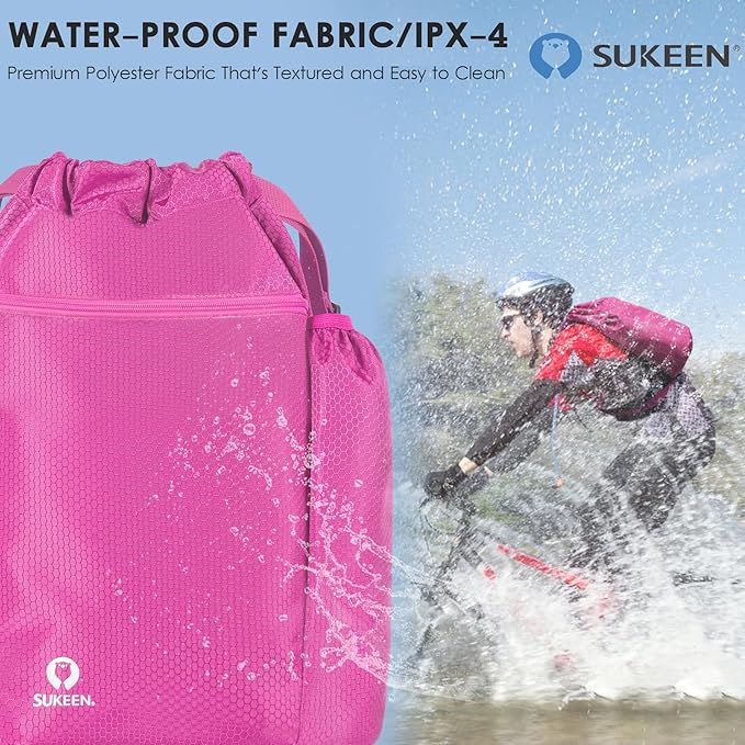 Sukeen Drawstring Backpack Swim Bag Lightweight String Backpack for Beach Pickleball Swimming Pool Gym Workout Gear Sport