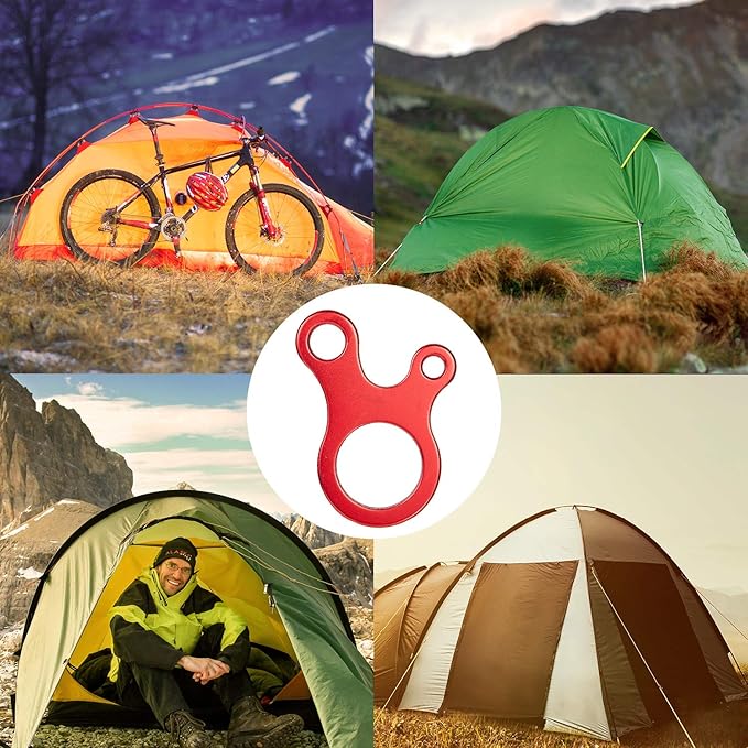 SATINIOR 20 Pieces Aluminum Alloy Guyline Cord Adjuster Tent Tensioners Rope Adjuster Tent Rope Adjusters for Outdoor Camping Hiking, Red (Snail Style)
