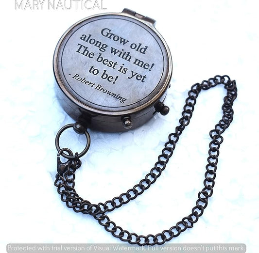 MARY NAUTICAL- Grow Old Along with Me Anniversary Compass Gift for Him or Her, Romantic Gift Ideas for Husband or Wife, Wedding Anniversary Decorations, Our Wedding for Men