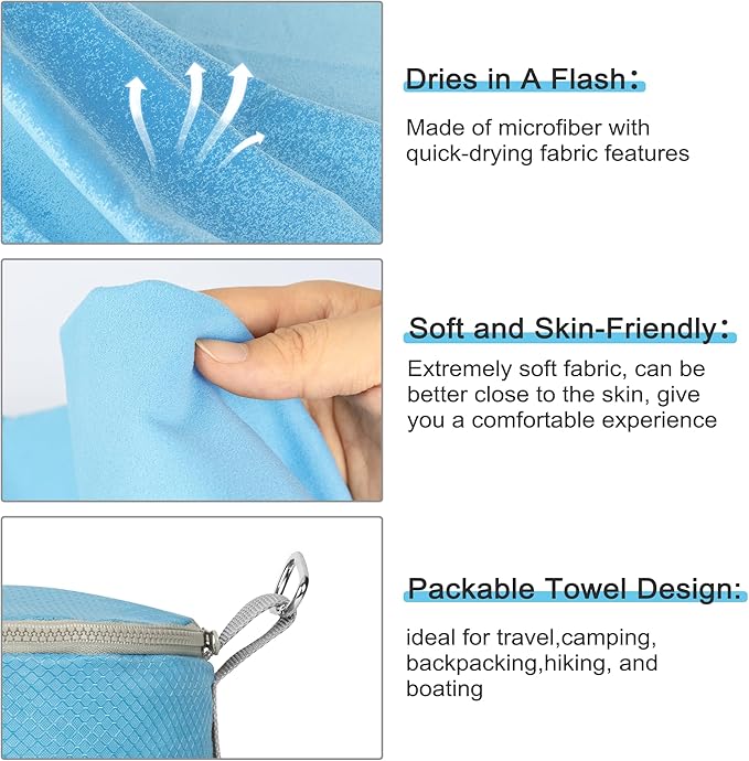 Memory Foam Camping Pillow with Fast Drying Towel Firm Travel Pillow for Sleeping Portable White Pillow with Traveling Storage Bag Machine Washable Ideal for Backpacking Airplane Car