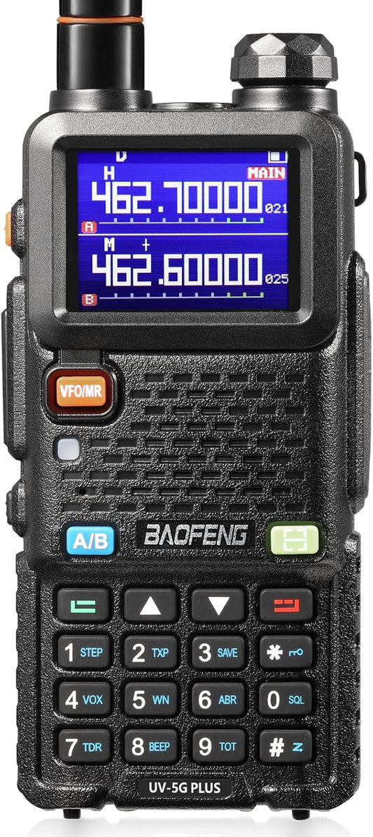 [Chirp Compatible] BAOFENG UV-5G Plus GMRS Handheld Radio, Long Rang Two way radio for Adult, 999 Channels, NOAA Receiver & Scanner, with 2500mAh Battery USB-C Port, 1 Pack