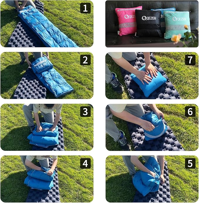 Down Camping Blanket,600+Fill Power，Foldable Into a Pillow,Light，It is The Best Choice for Outdoor Activities, Picnics, Beaches, and Travel.