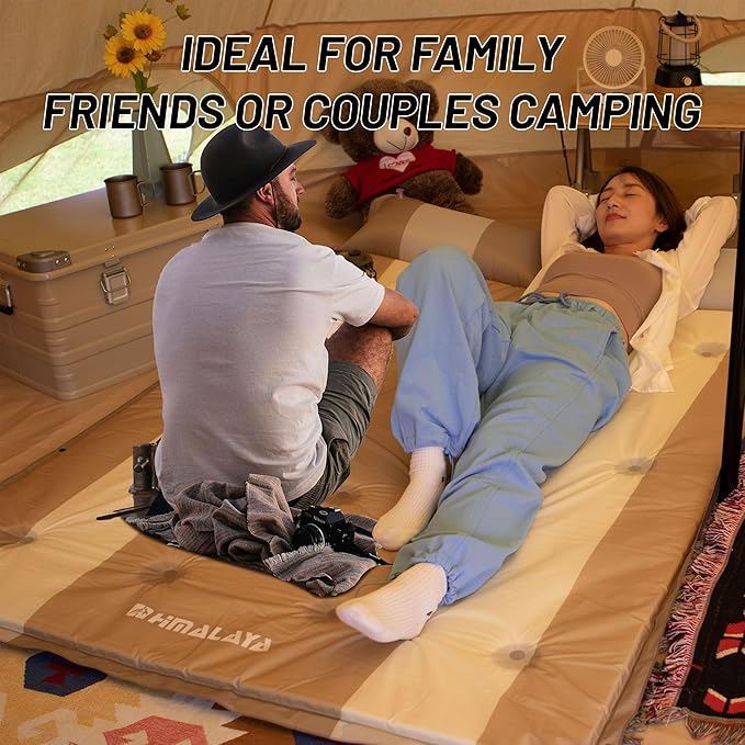 Inflatable Camping Sleeping Mat Compact Camping Pad for Backpacking Hiking Lightweight Sleep Pad Camping Air Mattress 2 Person with Pillow Foam Sleeping Mat