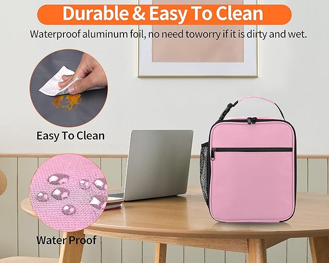 Lunch Box for Men - Reusable Lunch Bag Men Adult Women- Insulated Small LunchBox (Pink)