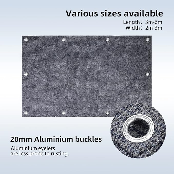 FoundGo Awning Carpet HDPE Camping Outdoor Rug with Eyelets,Nails,Broom,for RV,Patio,Backyard,Picnic,Beach,Trailer 9'*6' (2.74 * 1.83m) -Blue Grey