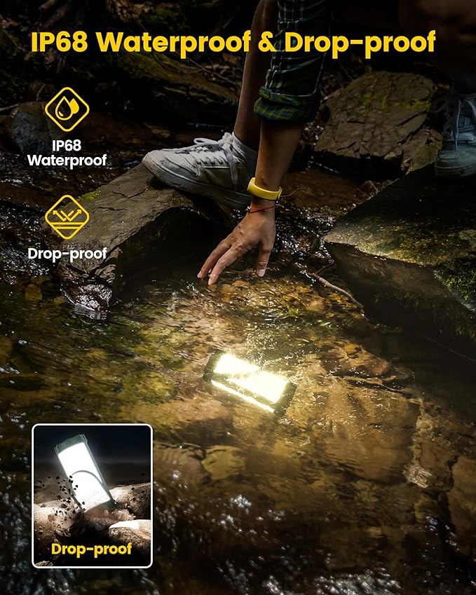 Glocusent Camping Lantern Rechargeable, Up to 80Hrs, 5000mAh 106 LED Lantern with 5 Brightness 3 Modes & SOS, IP68 Waterproof, Max 1200LM, Camping Light for Power Outages Hiking Emergency Hurricane