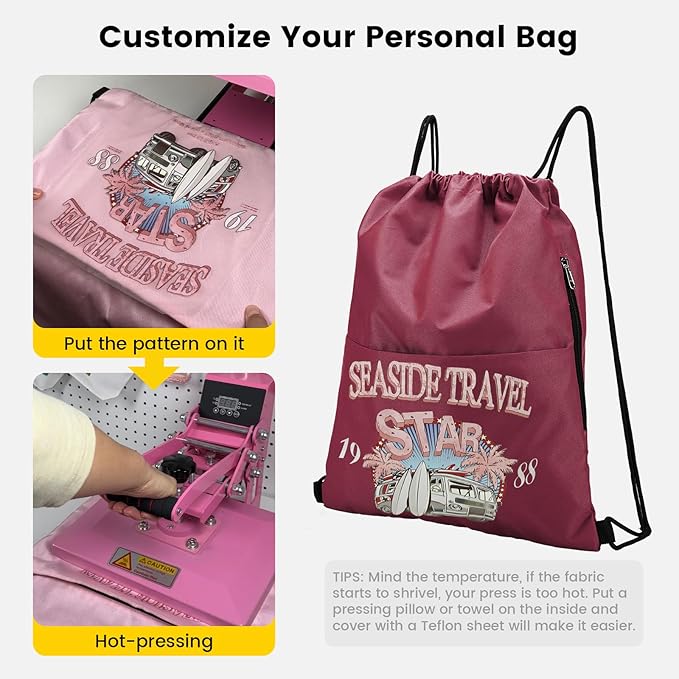 Vorspack Drawstring Backpack Water Resistant String Bag Sports Sackpack Gym Sack with Side Pocket for Men Women