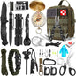 Survival Kit, 32 in 1 Professional Emergency Survival Gear Equipment Tools First Aid Supplies with Molle Pouch Gifts Ideas for Men Families SOS Tactical Hiking Hunting Disaster (Green)