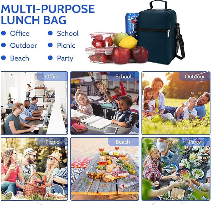 Lunch Box for Men - Reusable Lunch Bag Men Adult Women- Insulated Small LunchBox