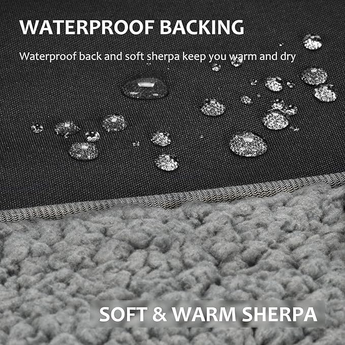 Tirrinia Outdoors Waterproof Throw Blanket, 51”x 59” Sherpa Fleece Stadium Windproof Mat for Boat, Traveling, Camping, Hiking, Football - Machine Washable
