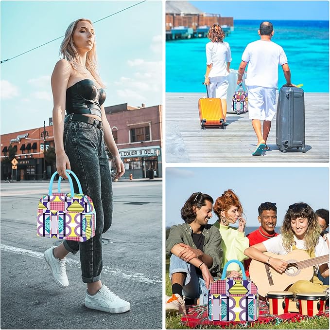 Lunch Bag Lunch Box for Women Men Reusable Insulated Lunch Tote Bag,Leakproof Thermal Cooler Sack Food Handbags Case High Capacity for Travel Work Picnic Beach,Geometric