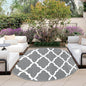 OutdoorLines Indoor Outdoor Rugs for Patio 5 Feet - Reversible Outside Carpet, Stain & UV Resistant Portable RV Mats, Plastic Straw Rug for Camping, Pool Deck, Porch Moroccan/Grey & White