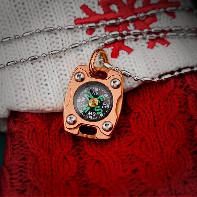 MecArmy CMP/CMP2 Mini Compass- Meaningful Graduation Birthday Gifts for Men Women, EDC Titanium/Brass/Copper Pocket Compass for Hiking SurvivaI, IPX5 Waterproof, Glow in The Dark, Necklace Pendant