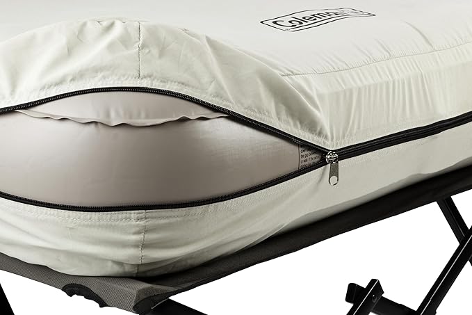 Coleman Camping Cot Air Mattress & Pump Combo Folding Camp Cot & Air Bed with Side Table & Battery-Operated Pump Great for Comfortable Outdoor Sleeping & Camping