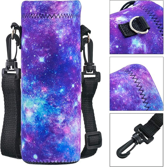 Water Bottle Sling Case Bag Carrier Holder - 500ML 750ML 1000ML Neoprene Water Bottle Sleeve Cooler Cover Pouch with Adjustable Shoulder Strap for Men Women Travel Camping Walking Hiking Running