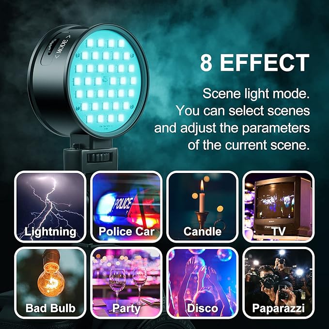 RGB Video Light,RGB+Bi Color Double Sided LED Camera Light,3000mAh Rechargeable LED Lighting CRI 97+,2700K-6500K,RGB 0-360 Full Color Double Sided Video Light for Photography,Vlogging