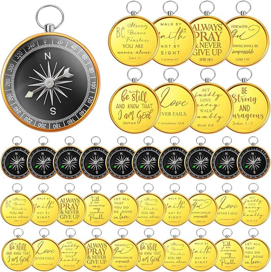 Fumete Christian Gift Compasses Hiking Scripture Religious Bible Vintage Church Sunday School Gift for Student Teacher
