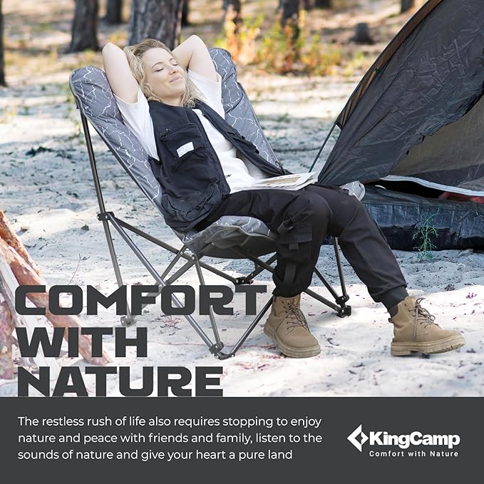KingCamp Butterfly Chair, Oversized Thick Padded Comfy Camping Chairs Portable Folding Chair 400lbs Heavy Duty Seat with High Backrest & Carry Bag for Outdoor Indoor Patio Lawn Home Living Bed Room