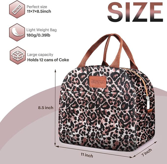 Lunch Bag for Women & Men Adult Insulated Lunch Box, Small Leakproof Cooler Food Lunch Containers Reusable High Capacity Lunch Tote Bags for Work, Travel, Outdoor (Black Panther)