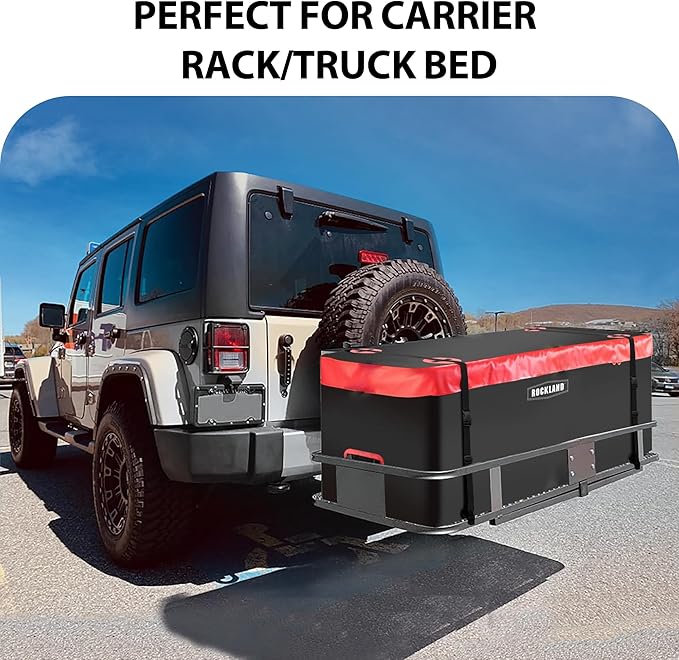 Rockland Soft Hitch Waterproof Cargo Carrier Bag, 14.5 cu. ft., 55" x 19" x 24", 100% Weather Resistant Storage with an Anti Theft Lock and 4 Safety Straps with Hooks for Cars, Trucks, SUVs