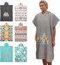 Rainleaf Surf Poncho Changing Towel Quick Dry Pool Swim Beach Towel with Hood and Front Pocket Warm and Soft Microfiber RobeTowel for Women and Men Light Gray Geometric Pocket