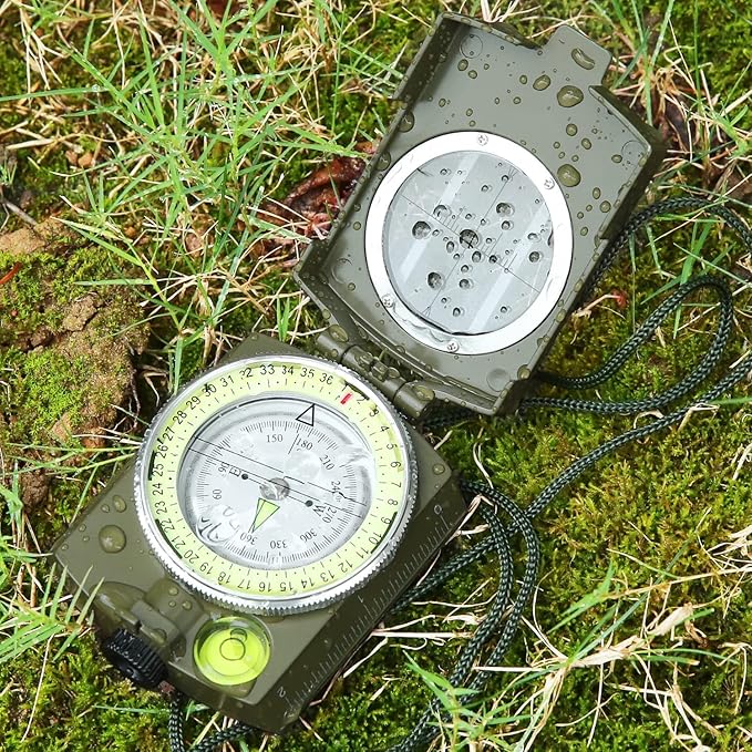 Military Compass, Hiking Compass for Survival with Lensatic Sighting, Luminous Navigation Compass Waterproof for Backpacking Orienteering Camping
