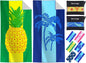 2 Packs Microfiber Oversized Lightweight Thin Beach Towel Compact Sandproof Quick Dry Clearance Towels Extra Large Sand Free Pool Essentials Accessories Women Men Adults Gifts Coconut Tree Pineapple