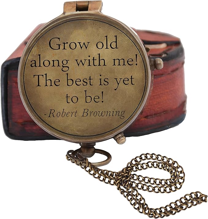 Grow Old Along with me Engraved Compass with Norman Rockwell Sunset Engraving, Valentine Gift, Birthday, Long Distance, Love, Sorry, Keepsakes, Old Memories