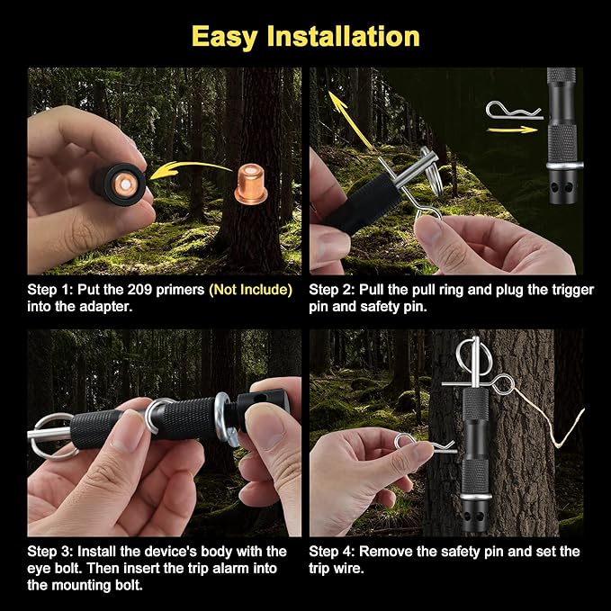 Perimeter Trip Alarm, Trip Wire Alarm Device for Camping and Property Security, 209 Primer Compatible, Early Warning System for Livestock Protection and Intruder Alert