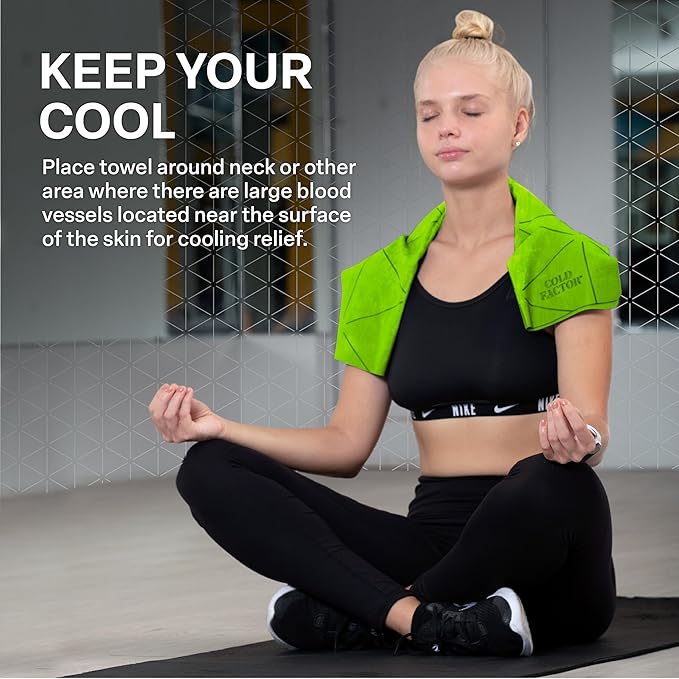 COLD FACTOR Premium Cooling Neck Towel 13" x 29.5" (Lime)
