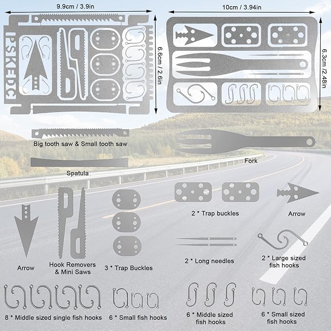 Survival Card Multitool Camping Fishing Tool with Fishing Line and Survival Credit Card Tools EDC Wallet Multifunctional Survival Tool for Outdoor Hunting Fishing Hiking