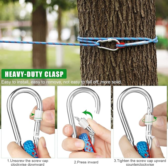 Dog Tie Out Cable for Camping,50ft Portable Overhead Trolley System with 10ft Runner Lead for Dogs up to 200lbs，Portable Reflective Dog Lead Line for Yard, Park and Outdoor (Blue)