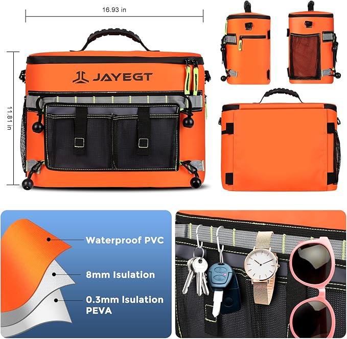 Kayak Cooler Behind Seat - Waterproof Cooler Bag Compatible with Lawn-Chair Seat Kayak，Kayak Accessories Camping Cooler, Portable Ice Chest for Fishing, Beach,Picnic, Trips