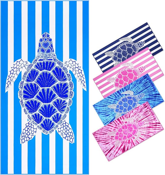 Microfiber Oversized Beach Towel Lightweight Thin Sandproof Compact Quick Dry Clearance Towels Extra Large Sand Free Pool Travel Beach Essentials Accessories Women Men Adult Gift Dark Blue Turtle