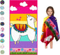Microfiber Beach Towel for Kids - Thin and Large (30"x60") - Llama - Absorbent, quick dry, sand free, lightweight, blanket - toddler, girls, boys - For Sports, Pool, Picnic, Camping, Travel, Swim
