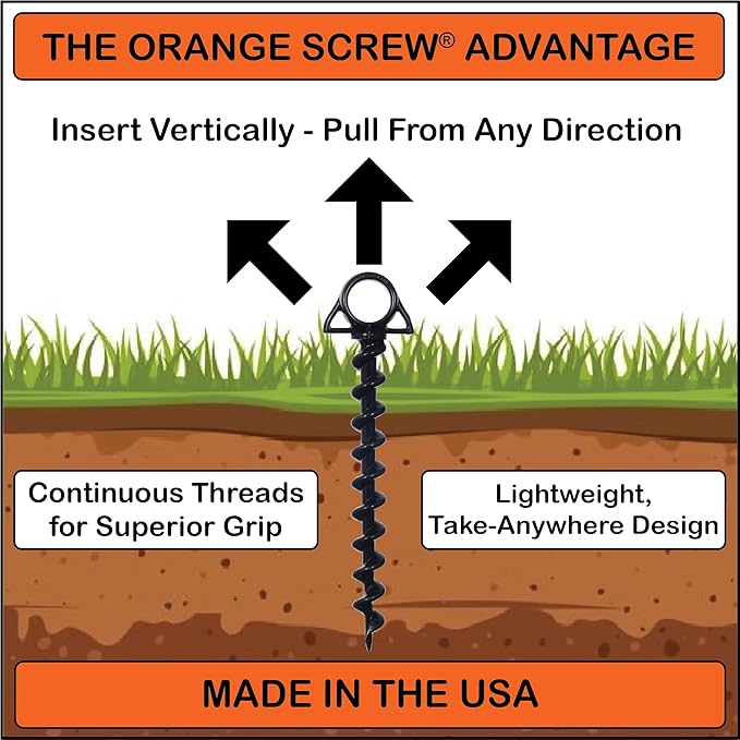 Ultimate Ground Anchors: Heavy Duty Screw-in Tent Stakes for High Wind, Sand, Canopies, and Camping - Made in USA, 100% Recycled, Included T-Grip Tool - (Large, 2 Pack)