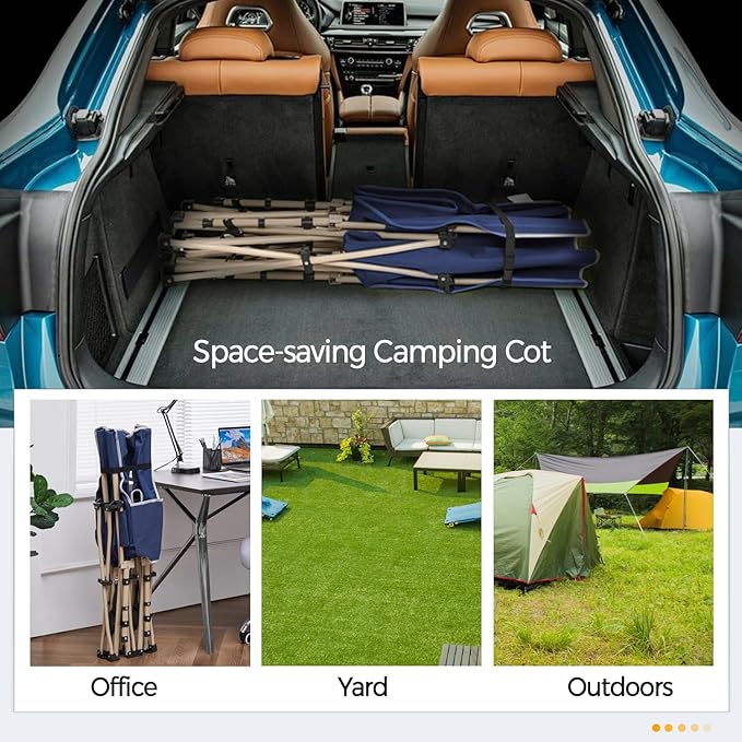 Yaheetech Folding Camping Cot, Portable Military Canvas Sleeping Bed, Outdoor Comfortable Lightweight Bed with Carry Bag for Hiking, Backpack Travel, Home & Office