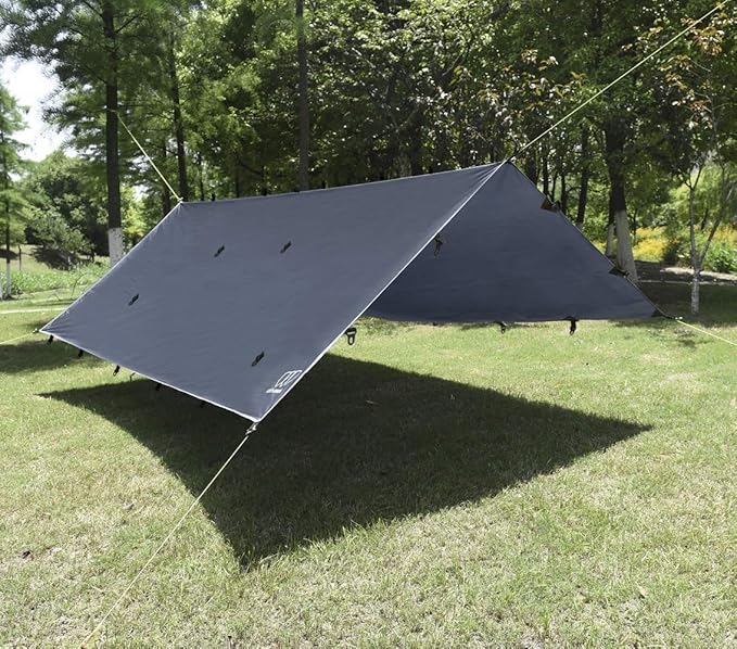Gold Armour Rainfly Tarp Hammock, Premium 20ft x 14.3ft Rain Fly Cover, Waterproof Ultralight Camping Shelter Canopy, Must Have Camping Accessories Camping Essential (Gray)
