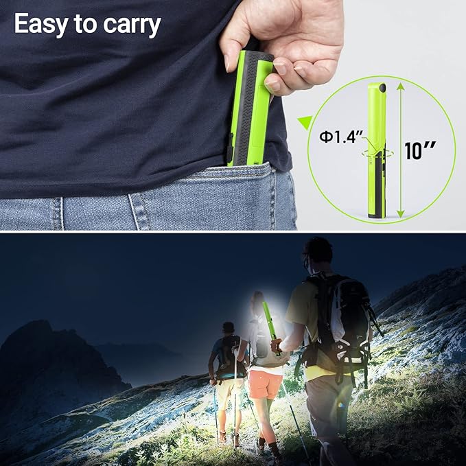 ropelux Work Light, Rechargeable LED Work Light 1500 Lumens, Portable Flashlight 180° Rotate 3 Modes, with 3 Magnetic Base and Hook Mechanic Light, for Car Repairing/Under Hood/Emergency
