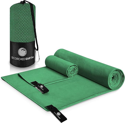 Microfiber Travel & Sports Towel Set (Evergreen) - XL Set (39x70.5 & 12x24)