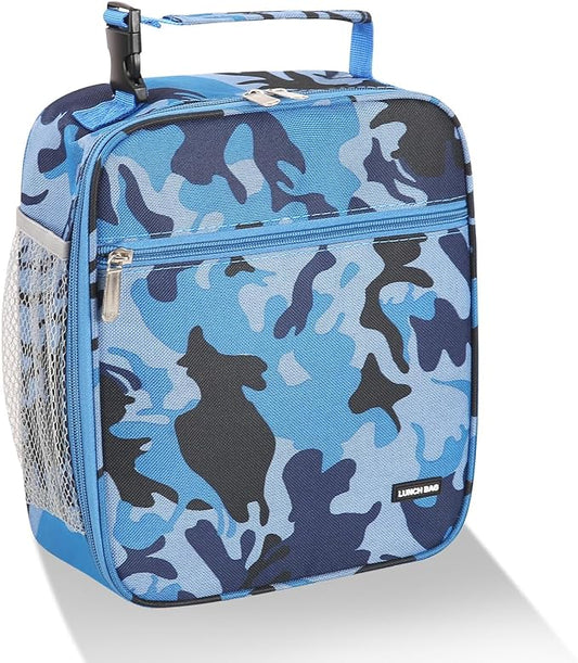 Lunch box Lunch bag for men women Insulated Lunchbox Lunch bags for Work Picnic Travel (Blue camo)