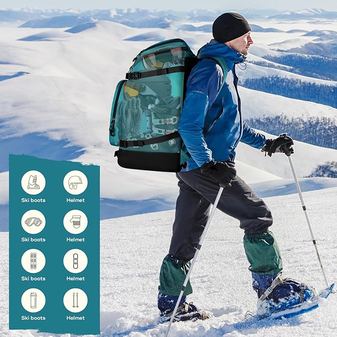 Maelstrom Ski Boot Bag,55L Large Ski Boots Travel Backpack for Men Women,Waterproof Snowboard Boot Bag for Skis Accessories