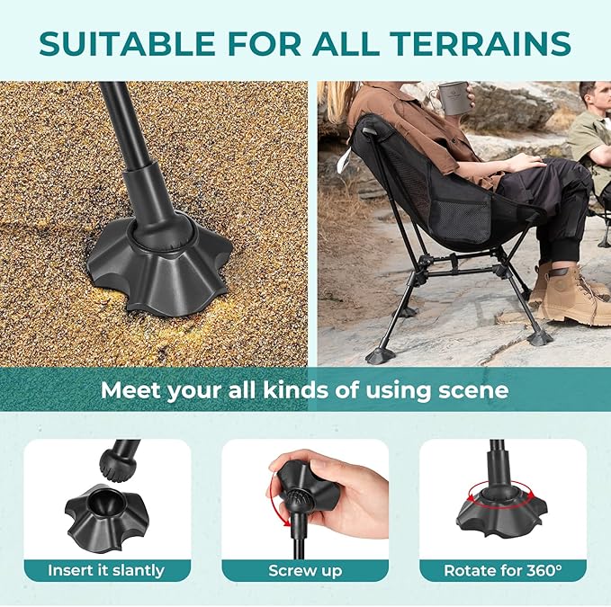 ATEPA Backpacking Chair, Ultralight Folding Portable Small Camping Chairs for Adults Compact Foldable Beach Seat with Anti-Sinking Feet & Aluminum Frame for Outdoor Hiking Travel Fishing