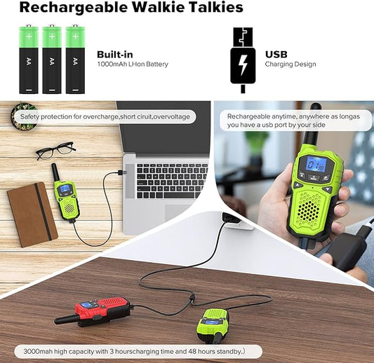 Walkie Talkies for Adults- WokTok Long Range Two Way Radio for Camping Hiking Hand Held Hiking Accessories Camping Gear Xmas Birthday Gift for Kids,SOS Siren,NOAA Weather Alert,2 Radios