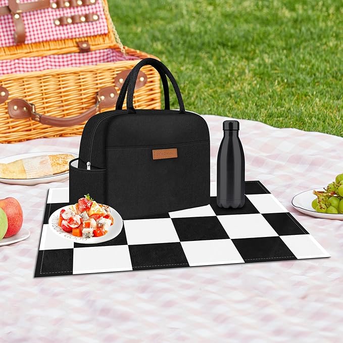Cute Lunch Bag Women With Placemat and Water Bottle,Insulated Lunch Box for Women,Placemat Keep Clean and Hygienic Durable Leakproof Thermal High Capacity for Travel Picnic Insulated Lunch Bag