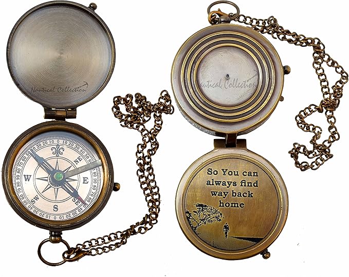 NAUTICAL COLLECTION “So You Can Always Find Your Way Back Home” Quote Engraved Compass | Unique Gifts for Son, Father, Love, Partner, Spouse, Fiancé.-Steampunk Accessory-Beautiful Handmade Gift