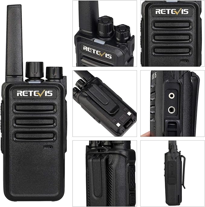 Retevis RT68 Two Way Radios with Earpiece, Heavy Duty Walkie Talkies for Adults, Compact 2 Way Radio Long Range Rechargeable with USB Charging Base, for Restaurant Church Security School (6 Pack)
