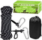 Dog Tie Out Cable for Camping - 50ft/70ft/100ft Portable Reflective Overhead Trolley System for Dogs up to 300lbs - Dog Lead for Yard Camping | Parks | Outdoor Events(Black)
