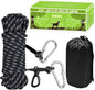 Dog Tie Out Cable for Camping - 50ft/70ft/100ft Portable Reflective Overhead Trolley System for Dogs up to 300lbs - Dog Lead for Yard Camping | Parks | Outdoor Events（Black）