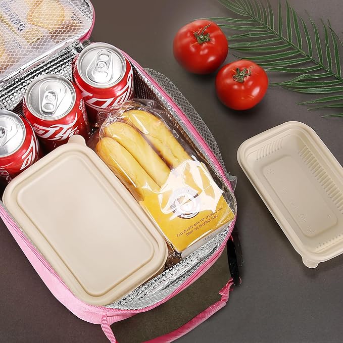 Lunch box Lunch bag for men women Insulated Lunchbox Lunch bags for Work Picnic Travel (Pink)